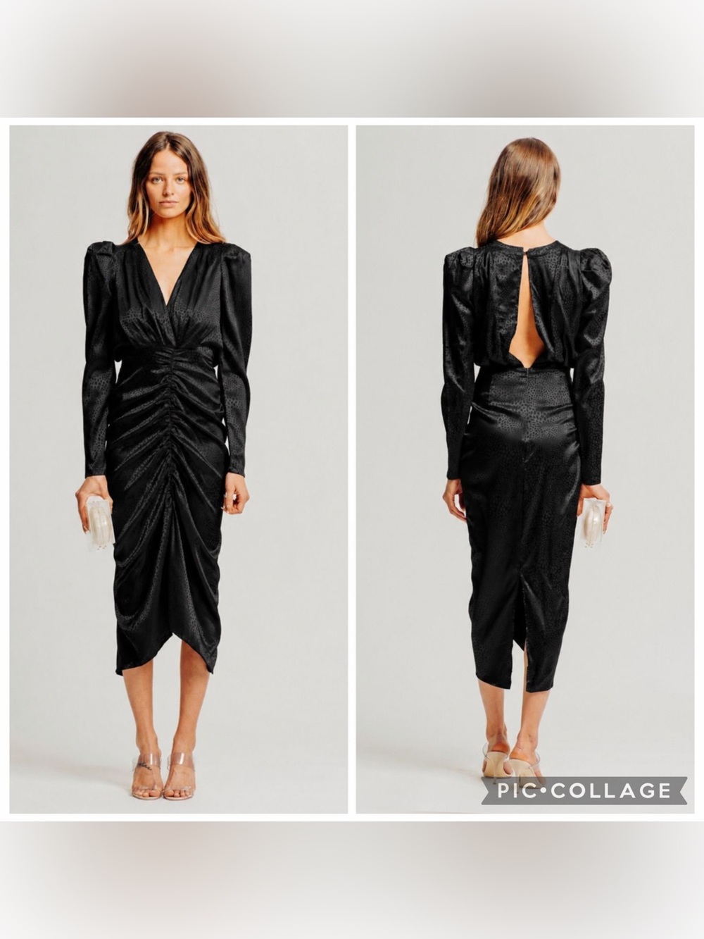 RONNY KOBO ASTRID JACQUARD RUCHED DRESS SIZE SMALL BLACK $558